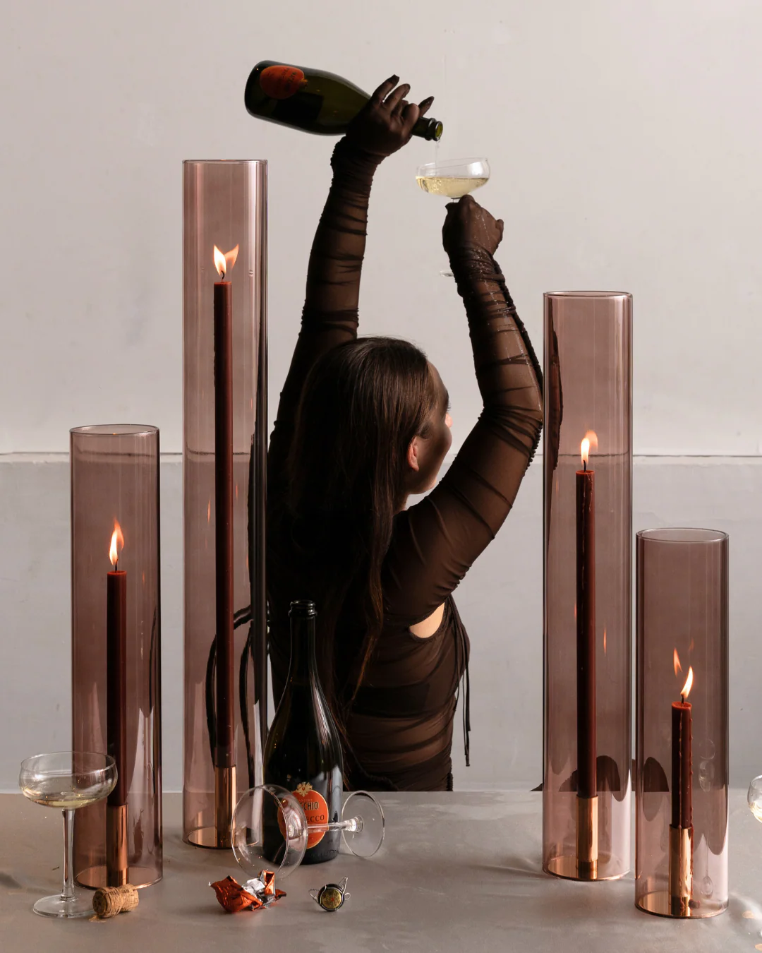 Chocolate Brown XXL Taper Candles - Image 3