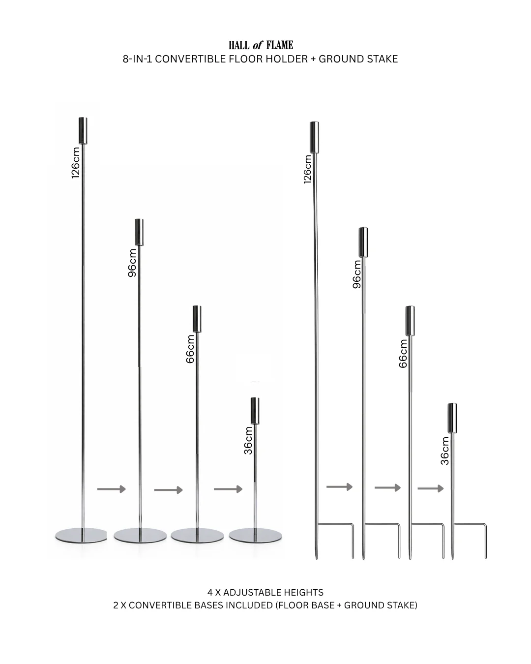 8-in-1  Convertible Ground Stake + Floor Stand Candle Holder - Image 2