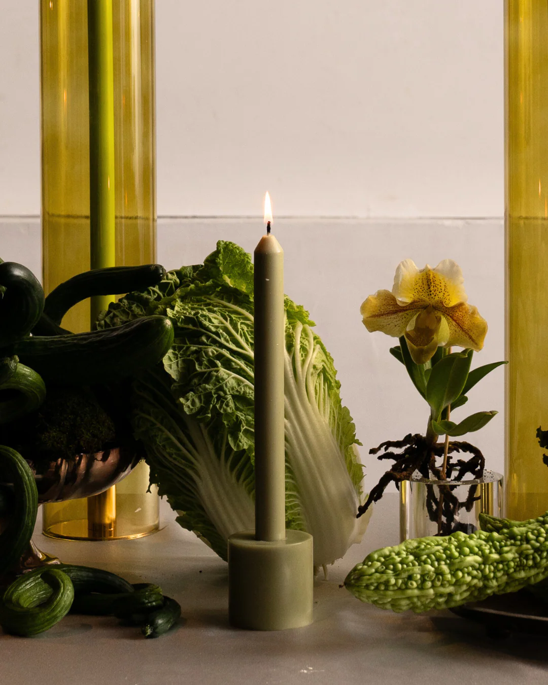 Olive Green Wax Candle Holder - Image 3